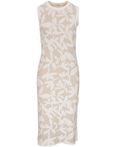 Agnona Jacquard Cotton-cashmere Blend Dress - Natural