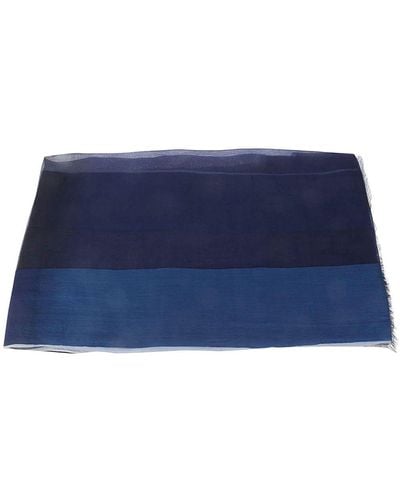 Faliero Sarti Gestreifter Schal aus Seide - Blau