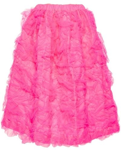 Comme des Garçons Ruffled Tulle Midi Skirt - Pink