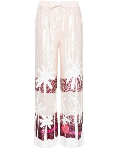 P.A.R.O.S.H. Sequinned Straight-leg Trousers - White