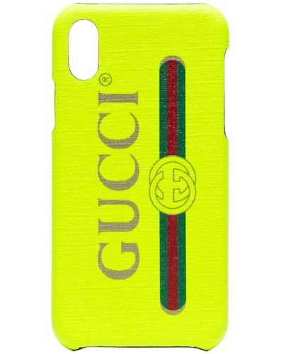 Gucci Etui pour iPhone X jaune Vintage Logo