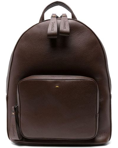 Doucal's Grained-leather Backpack - Brown