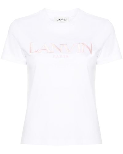 Lanvin T-shirt en coton à logo brodé - Blanc