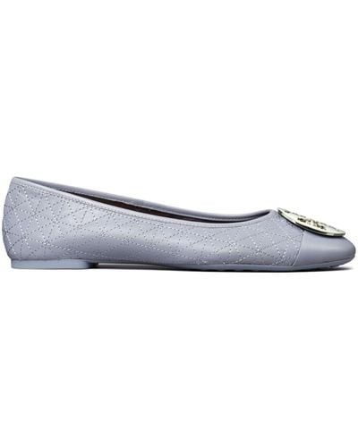 Tory Burch Claire Quilted-leather Ballerina Shoes - Grey