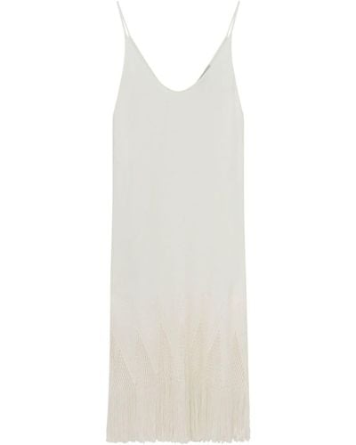 Stella McCartney Open-knit Fringe Midi Dress - White