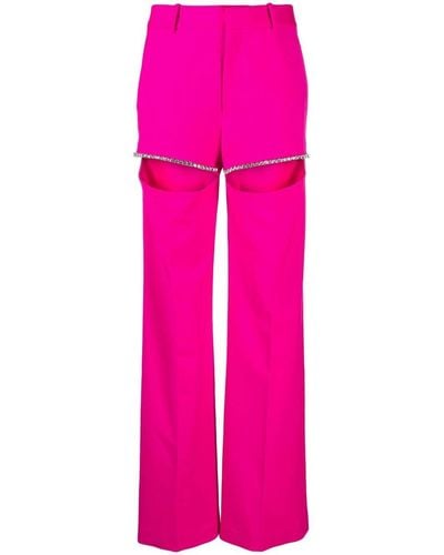 Area Crystal Slit Crepe Trousers - Pink