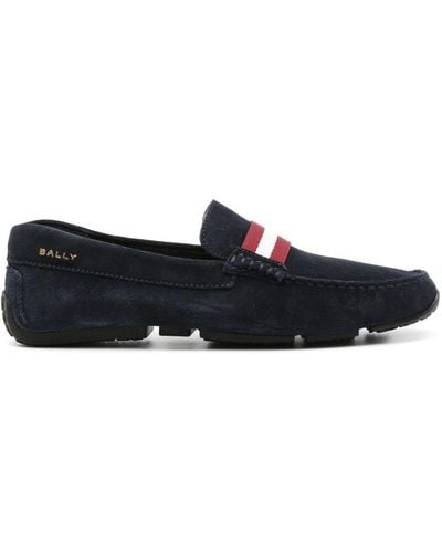 Bally Stripe-detail Suede Loafers - Black