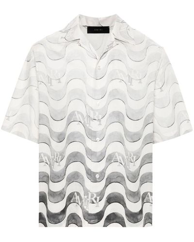 Amiri Wave-Print Cotton Shirt - White