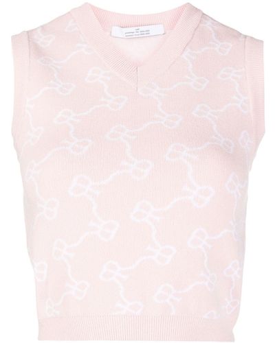 ROKH Monogram-pattern Cropped Vest - Pink