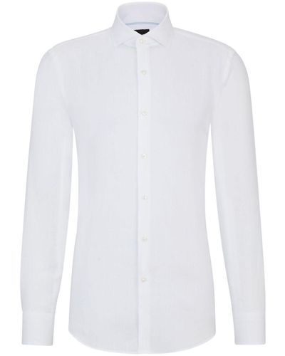 BOSS スプレッドカラー リネンシャツ - ホワイト