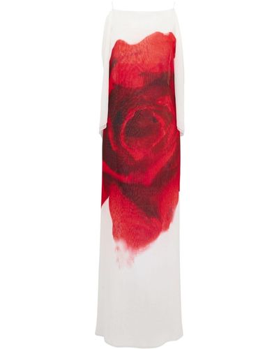 Alexander McQueen Robe-nuisette Bleeding Rose - Rouge