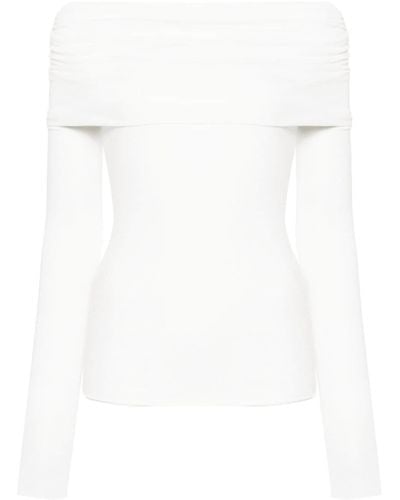 MANURI Off-shoulder Jersey Top - White