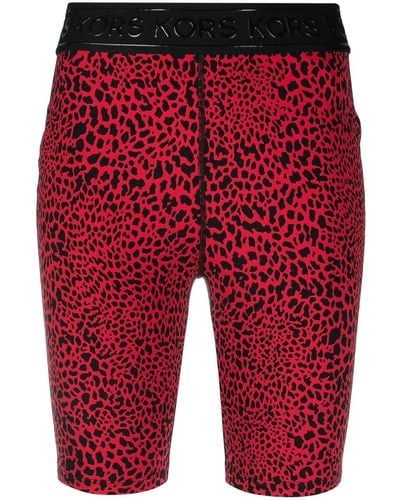 MICHAEL Michael Kors Logo-waist Leopard-print Shorts - Red