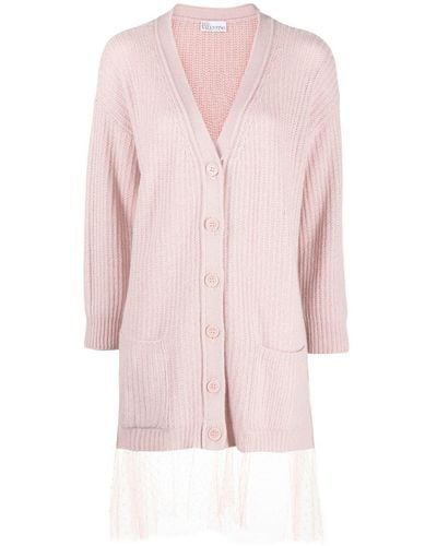 RED Valentino Point D'esprit-tulle Longline Cardigan - Pink