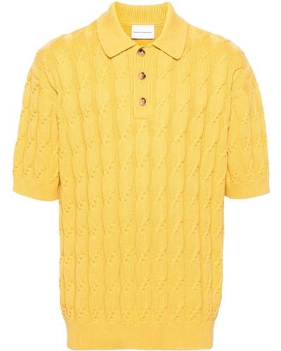 Drole de Monsieur Cable-knit Polo Sweater - Yellow
