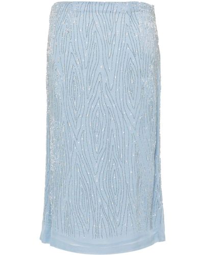 P.A.R.O.S.H. Bead-embellished Chiffon Skirt - Blue