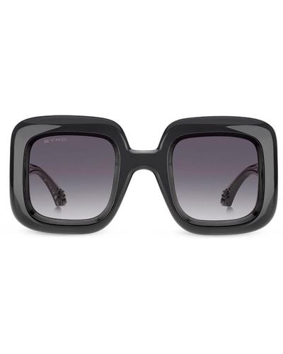 Etro Paisley-print Oversize-frame Sunglasses - Black