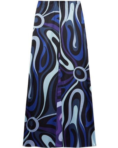 Emilio Pucci Marmo-print Maxi Skirt - Blue