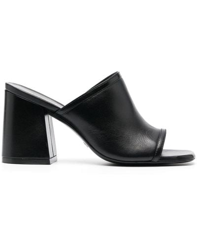 Stuart Weitzman 90mm Block-heel Leather Mules - Black