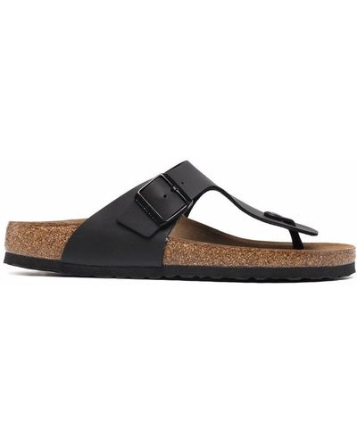 Birkenstock T-strap Leather Flip Flop Sandals - Black