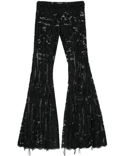 Roberto Cavalli Pantalon à dentelle en corde - Noir