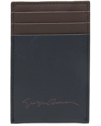Giorgio Armani Logo-print Leather Cardholder - Black