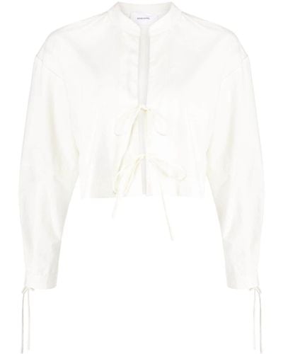 Bondi Born Papeno Front-tie Cropped Shirt - White