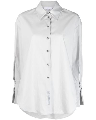 Patrizia Pepe Logo-embroidered Long-sleeved Shirt - White