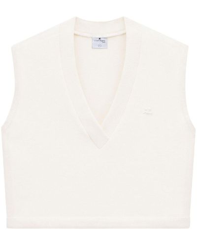 Courreges Logo-embossed Knitted Vest - White