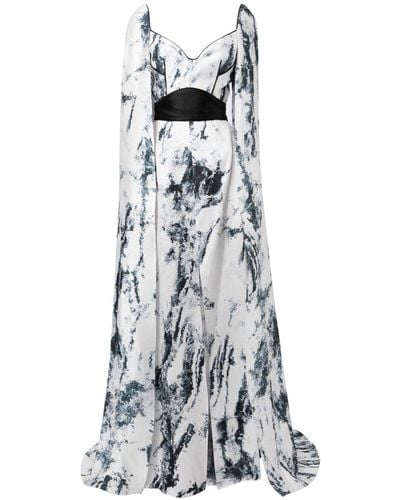 Saiid Kobeisy Pikee-Kleid mit Print - Weiß