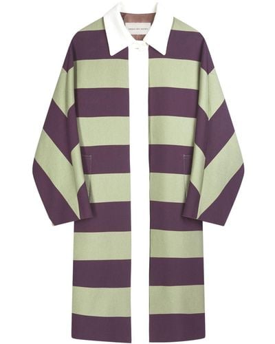 Dries Van Noten Striped Cotton Coat - Green