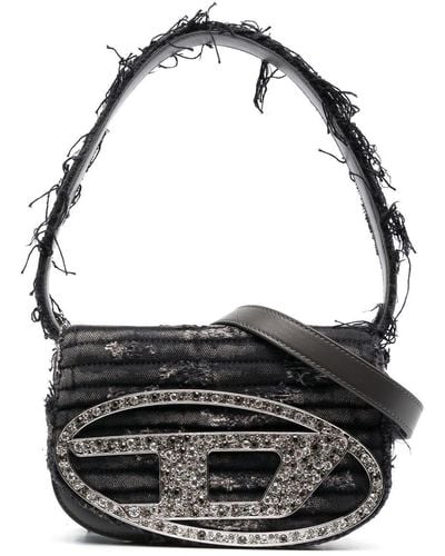DIESEL 1dr - Iconic Shoulder Bag In Crystal Canvas - Shoulder Bags - Woman - Black