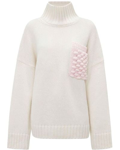 JW Anderson Verzierter Pullover mit überschnittenen Schultern - Weiß