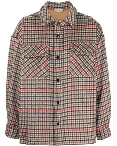 Laneus Check-pattern Virgin Wool Jacket - Natural