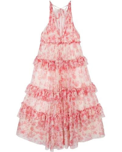 Philosophy Di Lorenzo Serafini Ruffled Tulle Midi Dress - Pink