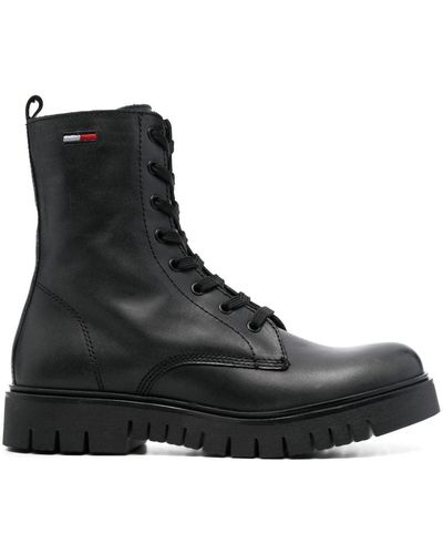 Tommy Hilfiger Lace-up Leather Ankle Boots - Black