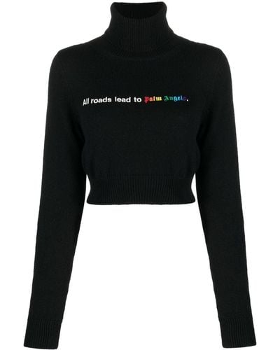 Palm Angels All Roads Cropped-Pullover - Schwarz
