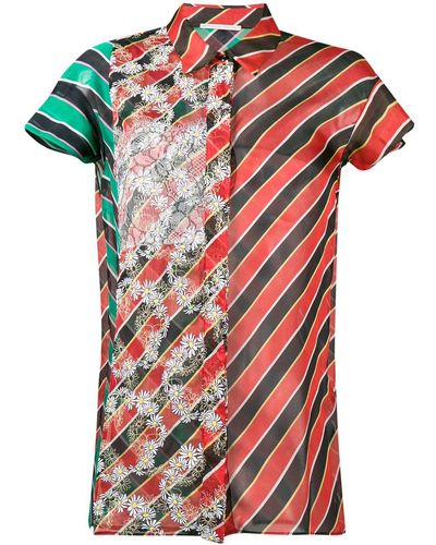 Marco De Vincenzo Embroidered Silk Georgette & Lace Shirt - Multicolour