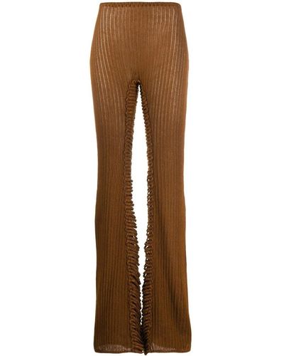 Isa Boulder Flared Knitted Pants - Brown