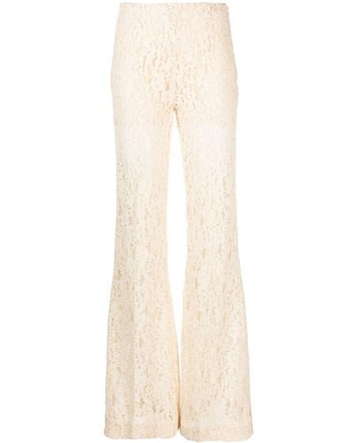 Twin Set Broderie Anglaise Flared Trousers - Natural