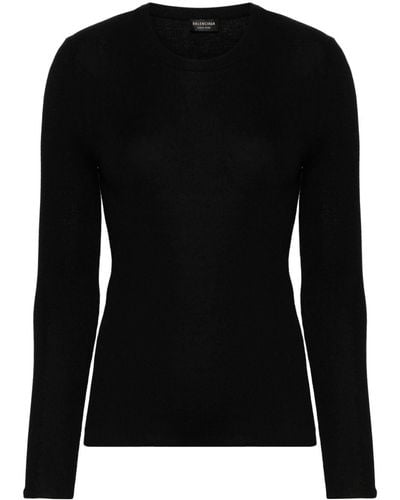 Balenciaga Ribbed Cashmere Sweater - Black