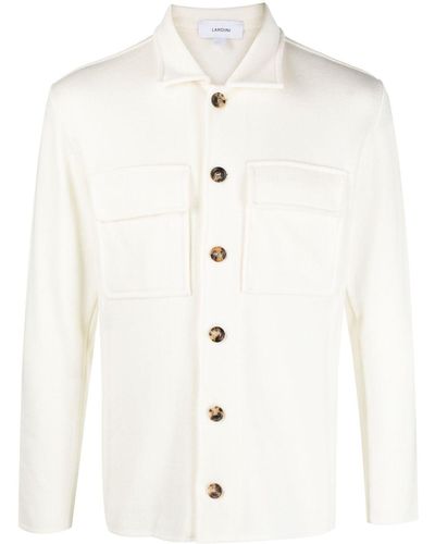 Lardini Spread-collar Wool Shirt Jacket - White