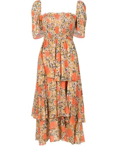 Clube Bossa Zelza Floral-print Tiered Dress - Orange