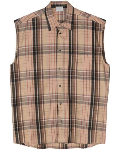 VTMNTS Tarta-check Flannel Sleeveless Shirt - Brown