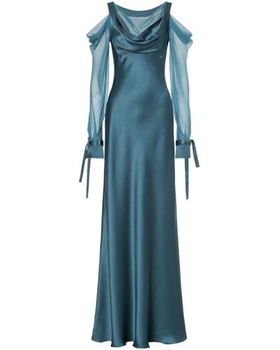 Alberta Ferretti Schulterfreie Robe mit Drapierung - Blau