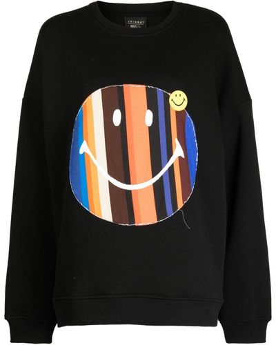 Joshua Sanders Striped Smiley-motif Jersey Sweatshirt - Black
