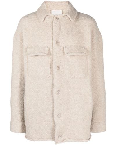 Laneus Bouclé-effect Button-up Overshirt Coat - Natural
