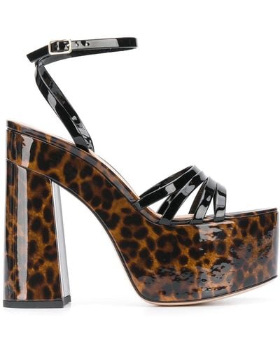 Gianvito Rossi Leopard Varnished Sandals - Black