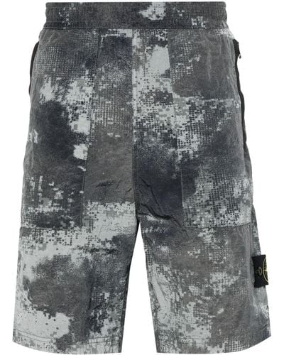 Stone Island D Camo Shorts mit Logo-Patch - Grau
