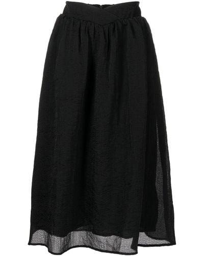 B+ AB Textured Midi Skirt - Black